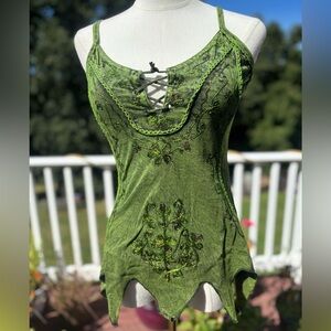 Green Embroidered Women's Top